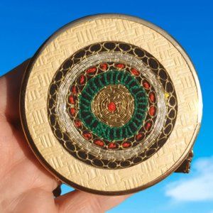 Vintage 1950'S HENRY ROSENFELD POWDER MIRROR ZIPPER  COMPACT Made in  Israel